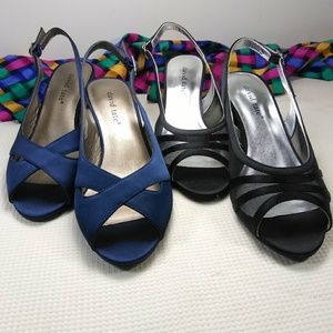 David Tate 2 Pair Blue Black Slingbacks Strappy 7W